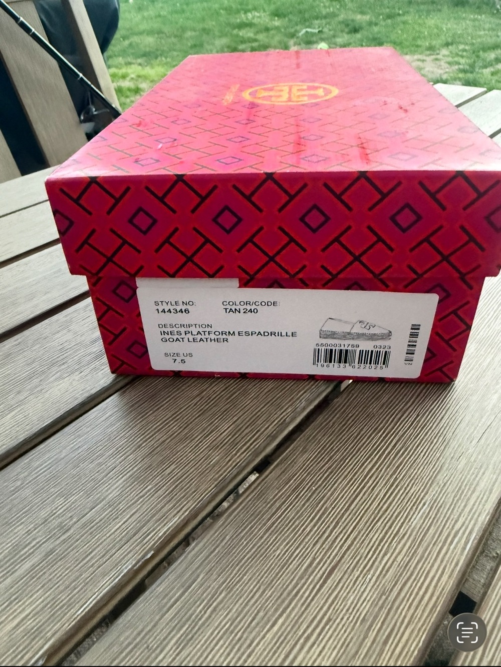 Tory Burch Ines Platform Espadrille Empty Shoe Box Size 7.5